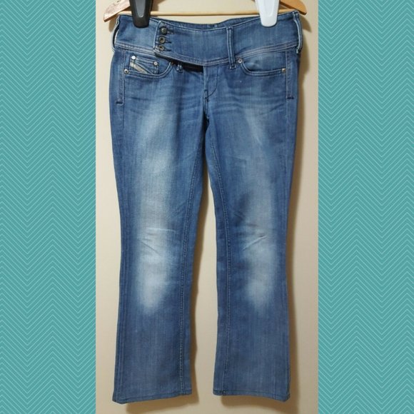 Diesel Cherock Medium Wash Low Rise Boot Cut Jeans - Picture 1 of 6